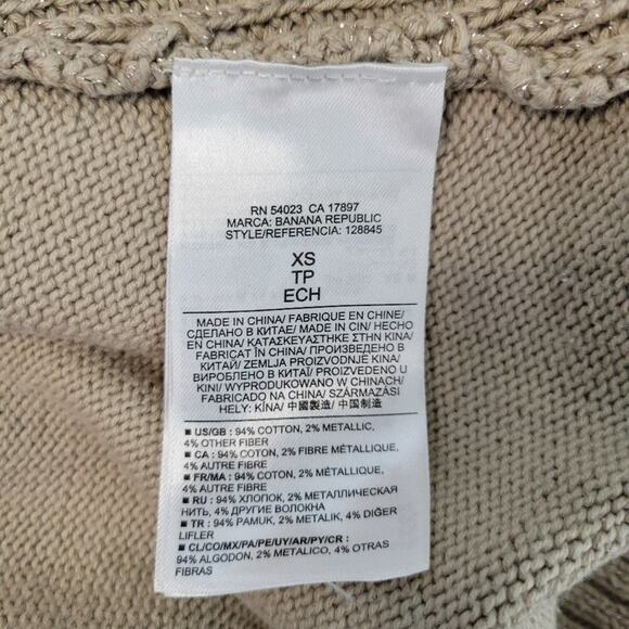 Banana Republic XS Beige Knit Sweater Metallic Thread Long Sleeve - Picture 3 of 7